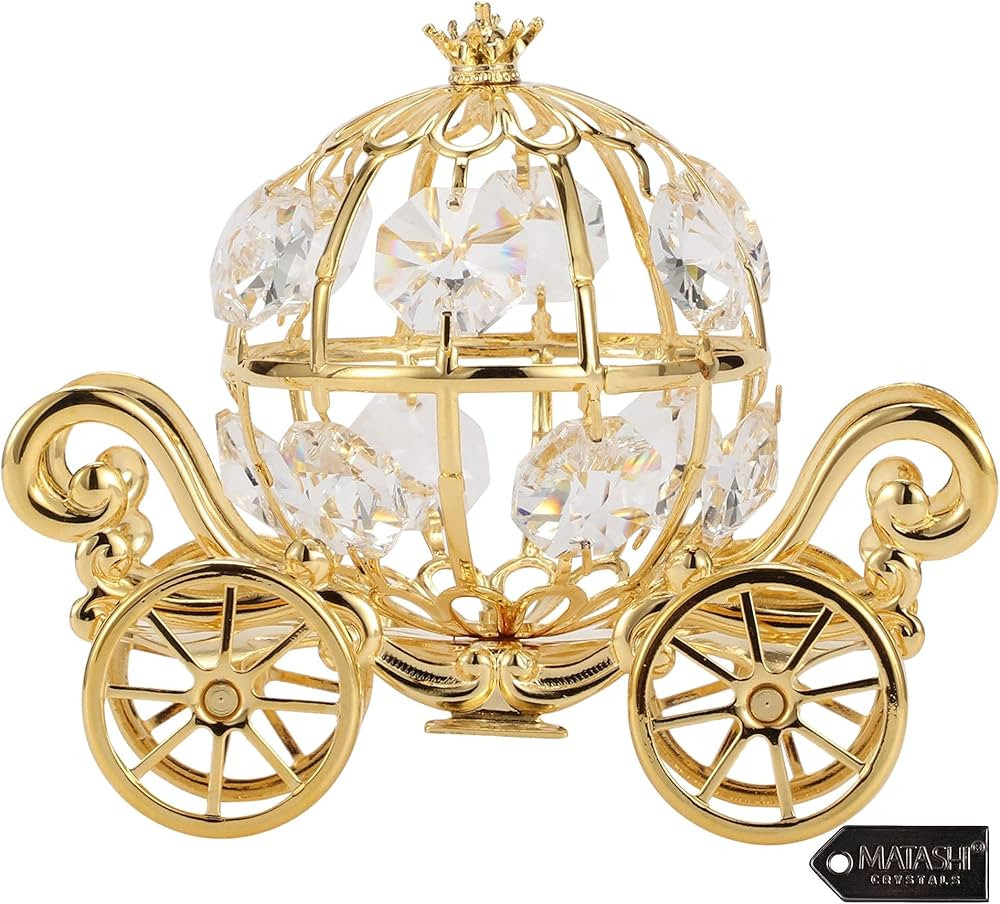 Matashi 24K Gold Plated Crystal Studded Small Cinderella Pumpkin Coach Ornament | Amazon (US)