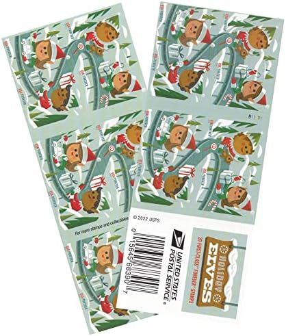 USPS Holiday Elves Book of 20 Forever First Class Postage Stamps (2 Booklets (40 Stamps)) | Amazon (US)