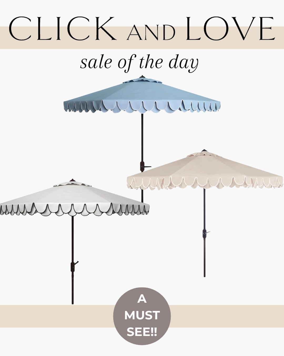 Sale of the day! These designer look for less outdoor umbrellas are marked way down today! 10 different colors to pick from!

Umbrella, outdoor umbrella, outdoor decor, outdoor furniture, sun umbrella, porch umbrella, deck umbrella, seasonal decor, summer essentials, patio finds, porch refresh, patio furniture, outdoor furniture, summer edit, budget friendly finds, style tip, beach must haves, budget friendly home decor, home decor finds, scalloped outdoor umbrella

#LTKSaleAlert #LTKHome #LTKStyleTip