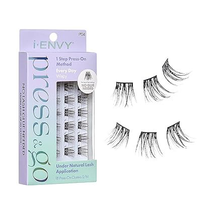 i-ENVY Press&Go Self Adhesive Eyelashes, Reusable False Eyelash Clusters, No Glue Needed, 1 Step ... | Amazon (US)