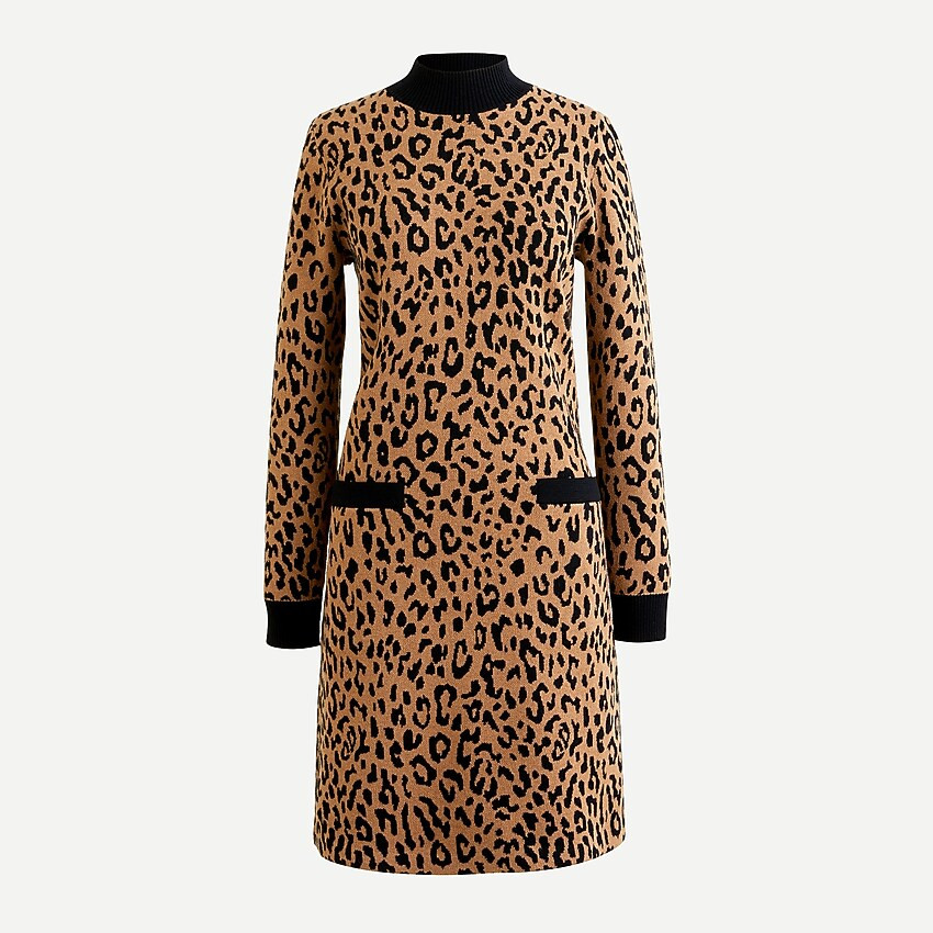 Mockneck sweater-dress in leopard | J. Crew US