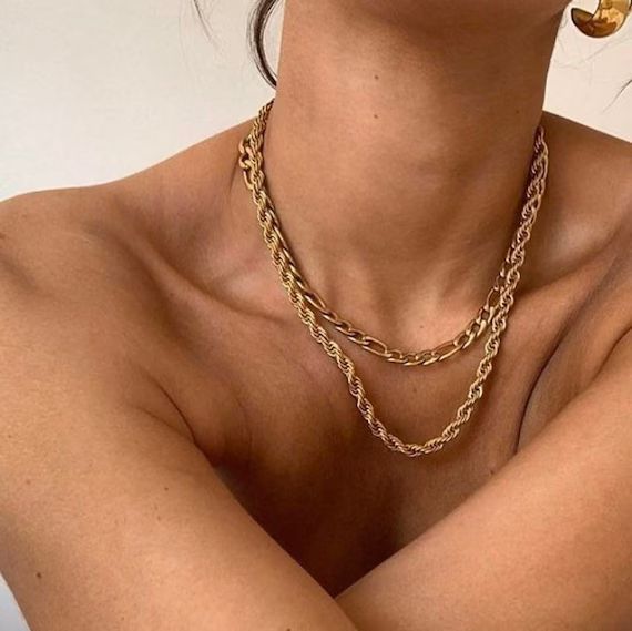 Vintage Gold Plated French Rope Twist Chain Necklace (two styles), Minimalist Style | Etsy (US)