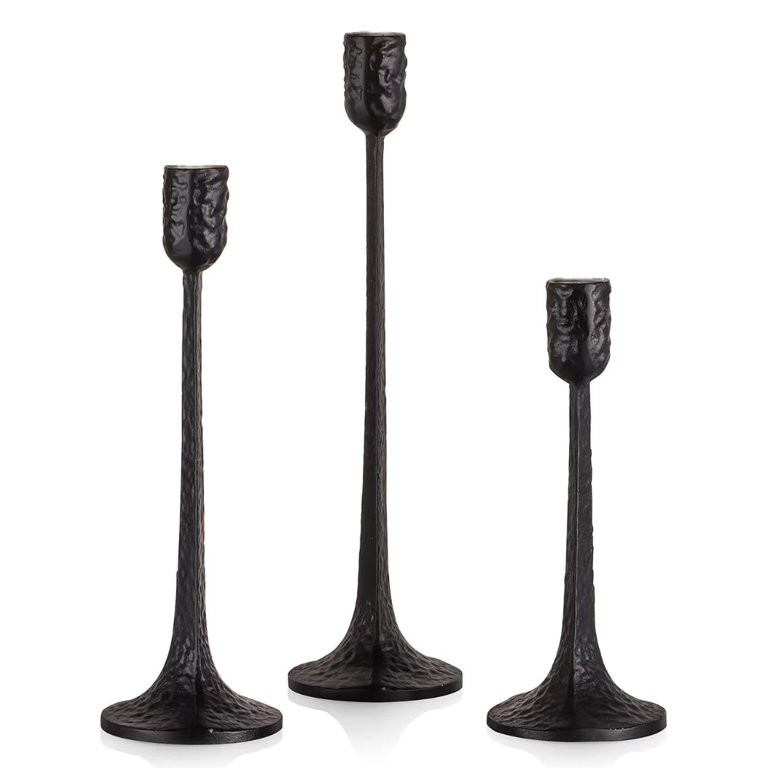 Sziqiqi Cast Iron Halloween Candlestick Holders for Taper Candles Set of 3, Black - Walmart.com | Walmart (US)