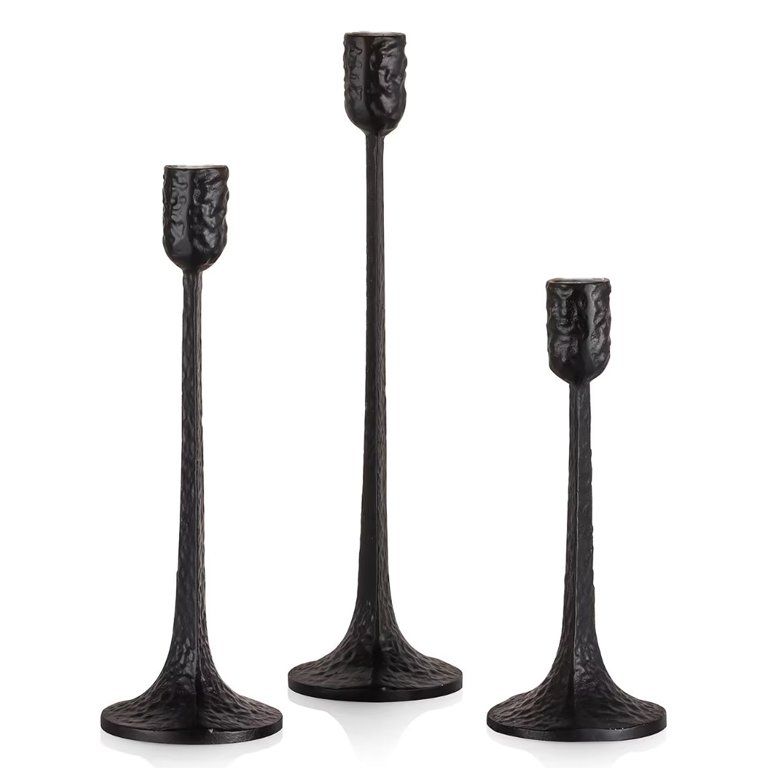 Sziqiqi Iron Candlestick Holders for Taper Candles Set of 3, Black | Walmart (US)