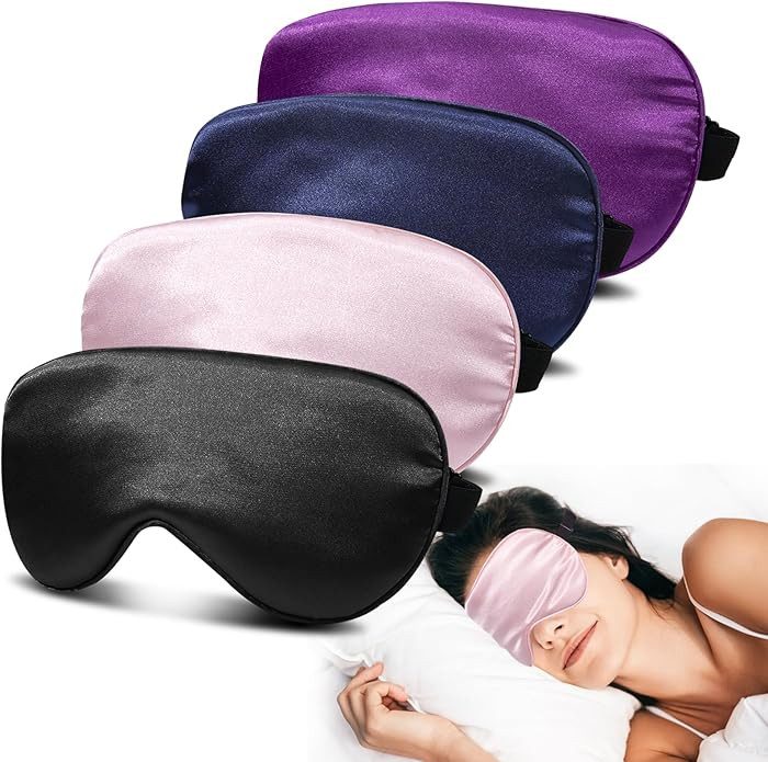 4 Pack Silk Sleep Mask - 100% Blackout, Zero Eye Pressure, Blindfold with Adjustable Strap, Super... | Amazon (US)