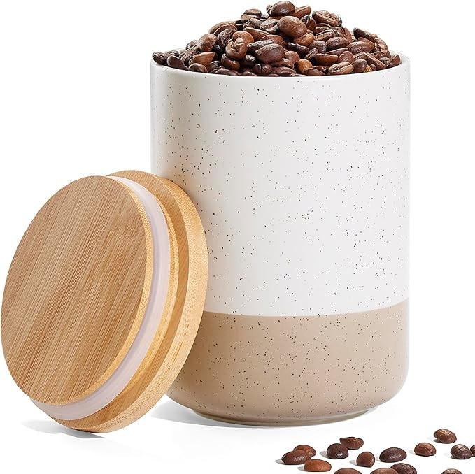Yangbaga Canister Sets for Kitchen Counter, 40 OZ Large Ceramic Food Storage Jars with Airtight W... | Amazon (US)