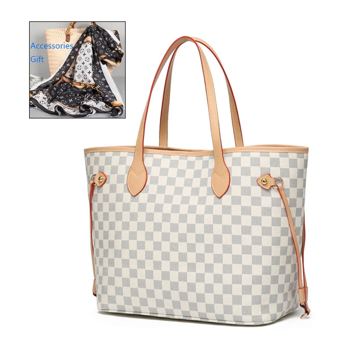 BUTIED Women Handbag Checkered Shoulder Bag Tote Fashion Casual Bag -Leather (White) Mother's Day... | Walmart (US)