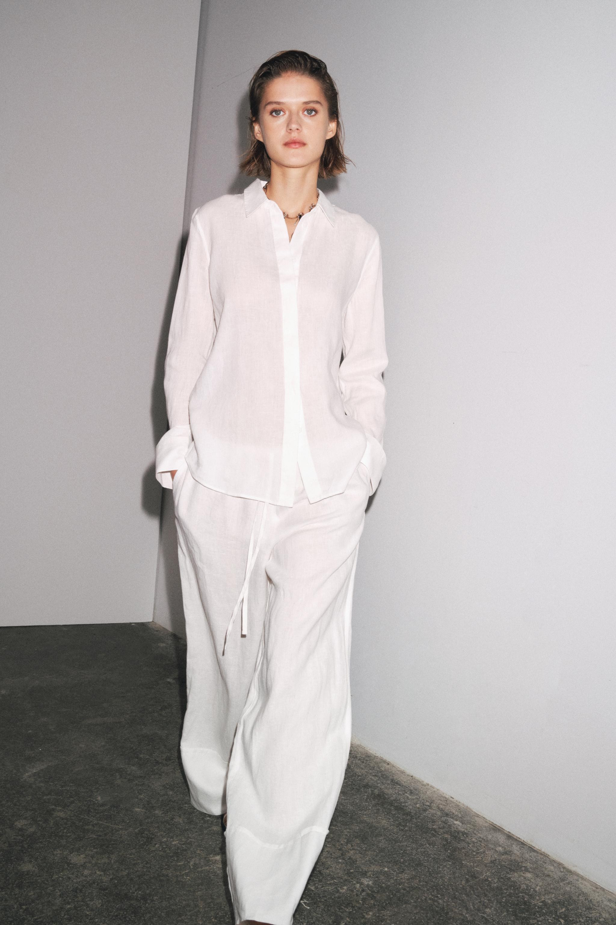 ZW COLLECTION 100% LINEN PALAZZO TROUSERS | Zara UK