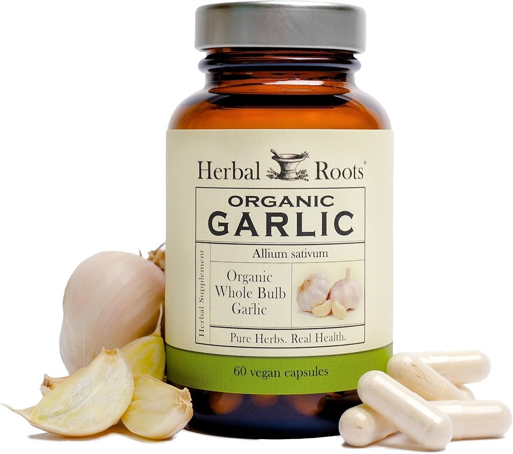 Herbal Roots Organic Whole Bulb Garlic Pills - Potent Extra Strength | 600 mg - 60 Organic Vegan ... | Amazon (US)