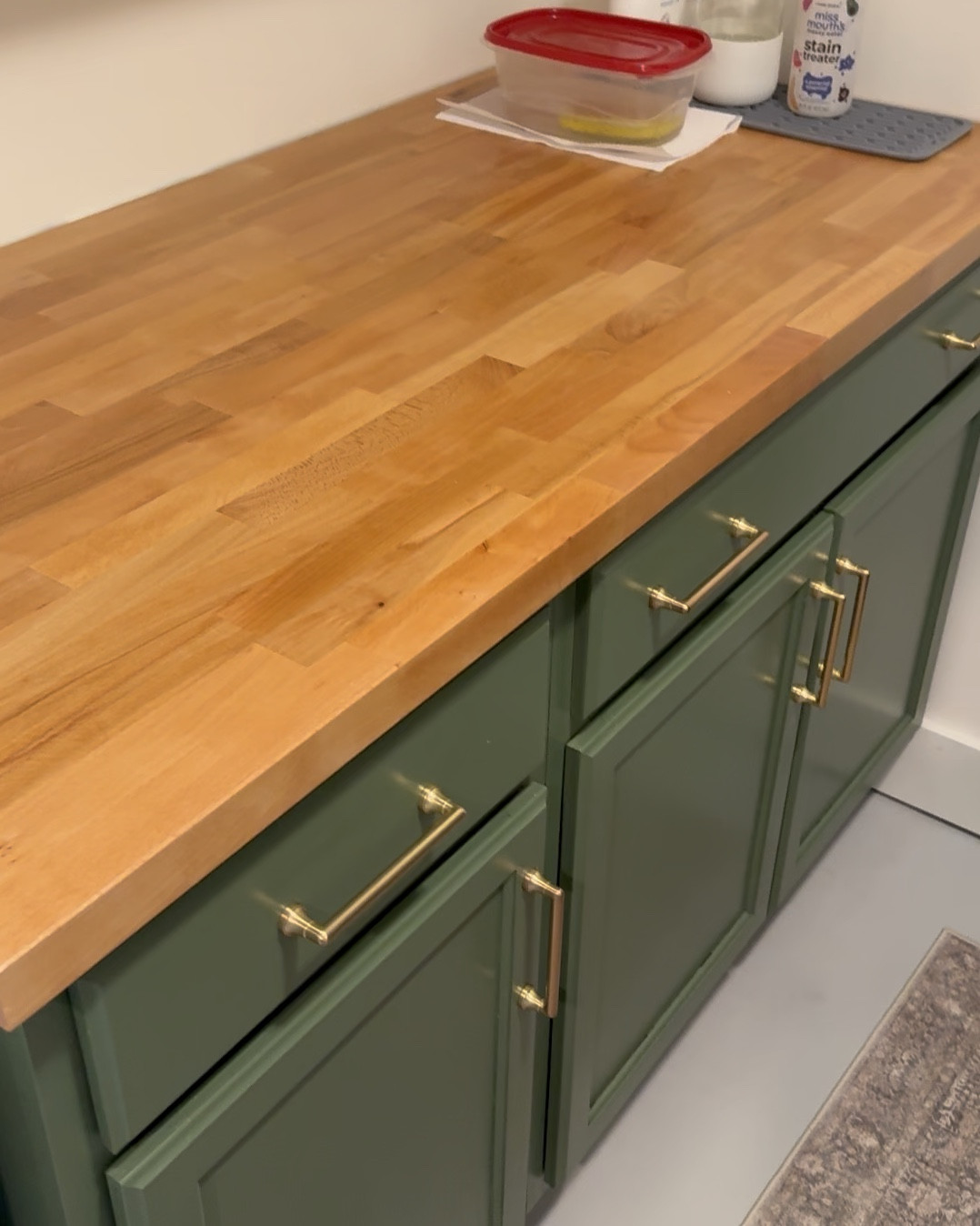 Links to all the things used in our laundry room reno! Cabinet color: Laurel Garland; Floor color: Pacific Fog; counter top is Birch wood butcher block from Floor & Decor

#LTKHome