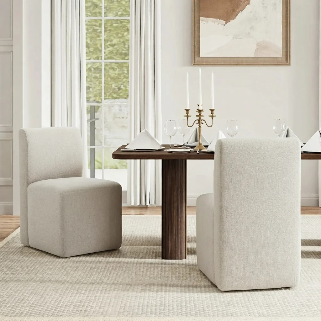 Bralan Polyester Blend Upholstered Side Dining Chair with Casters (Set of 2) | Wayfair North America