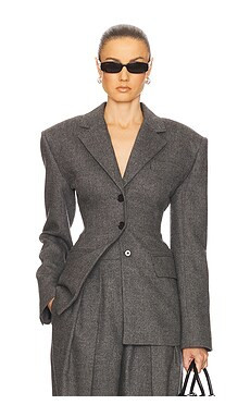 Helsa The Tweed S Curve Blazer in Charcoal Melange from Revolve.com | Revolve Clothing (Global)