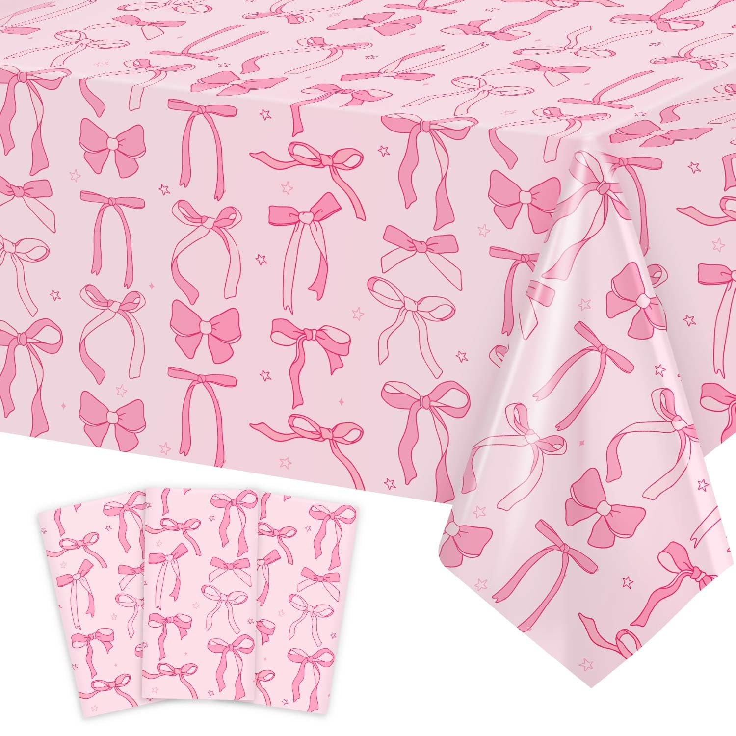 3Pcs Coquette Birthday Decorations Tablecloths, Pink Bow Birthday Decorations Large Size Rectangl... | Amazon (US)