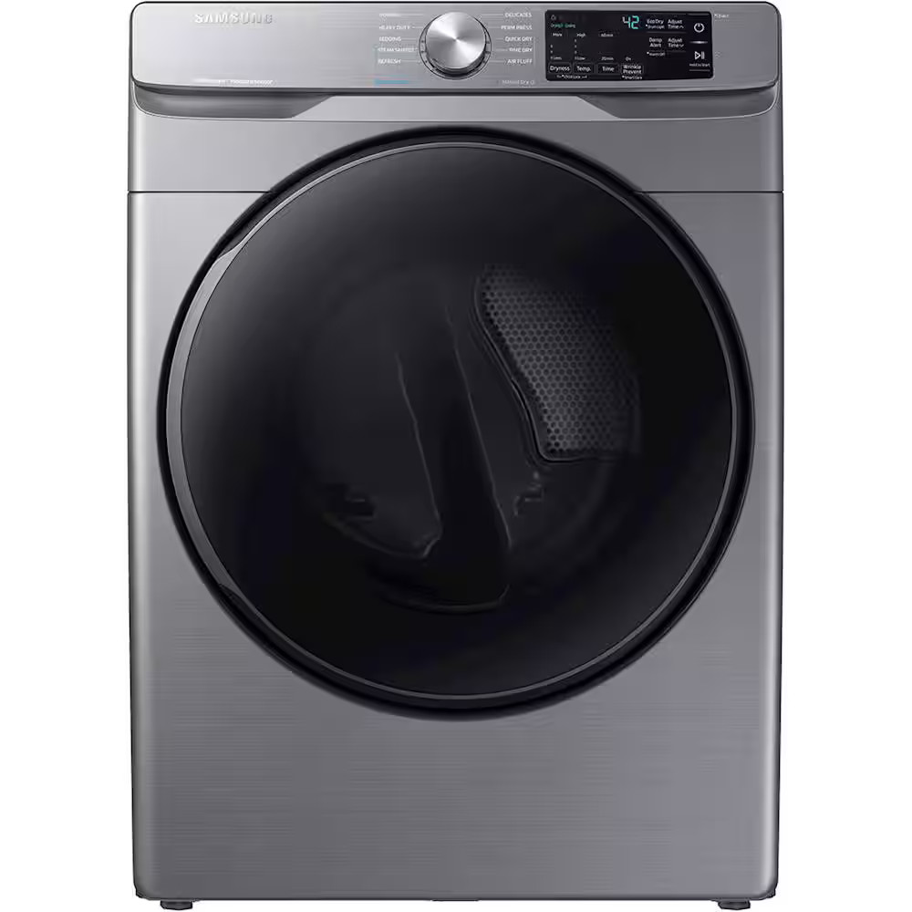Samsung 7.5 Cu. Ft. Stackable Electric Dryer with Steam and Sensor Dry Platinum DVE45R6100P - Bes... | Best Buy U.S.