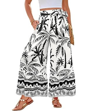 GRACE KARIN Women's 2026 Summer Wide Leg Palazzo Pants Elastic High Waisted Boho Casual Flowy Bea... | Amazon (US)