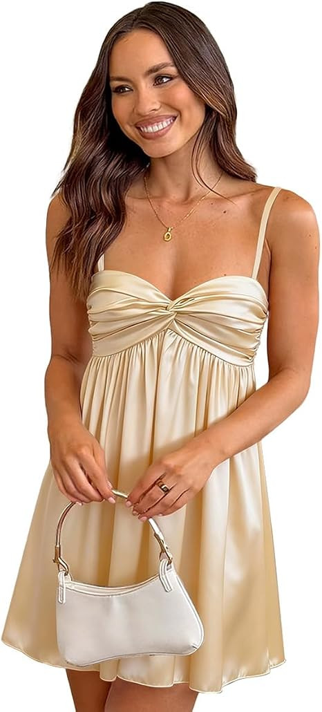 Women Satin Homecoming Dresses Short Sweetheart Neck Adjustable Spaghetti Straps A Line Prom Part... | Amazon (US)