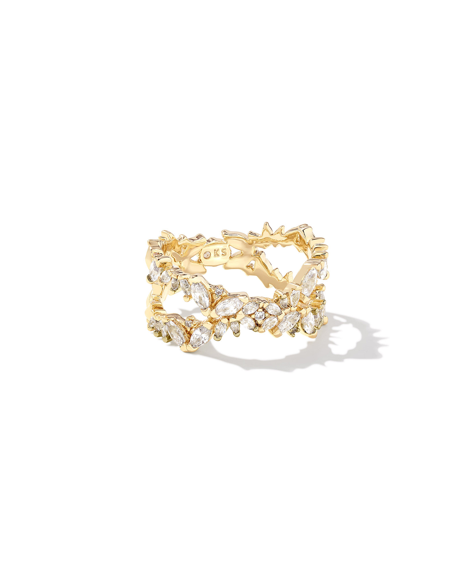 Rosalie Gold Double Band Ring in White Crystal | Kendra Scott | Kendra Scott