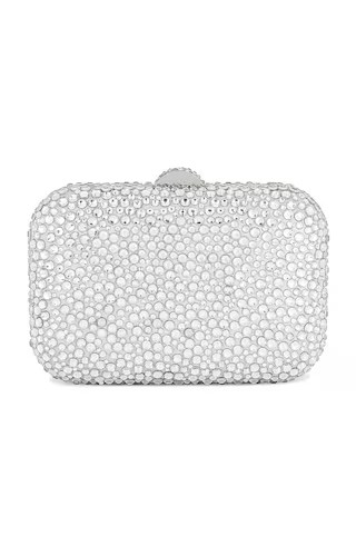 olga berg Casey Hot Fix Encrusted Clutch in Silver from Revolve.com | Revolve Clothing (Global)
