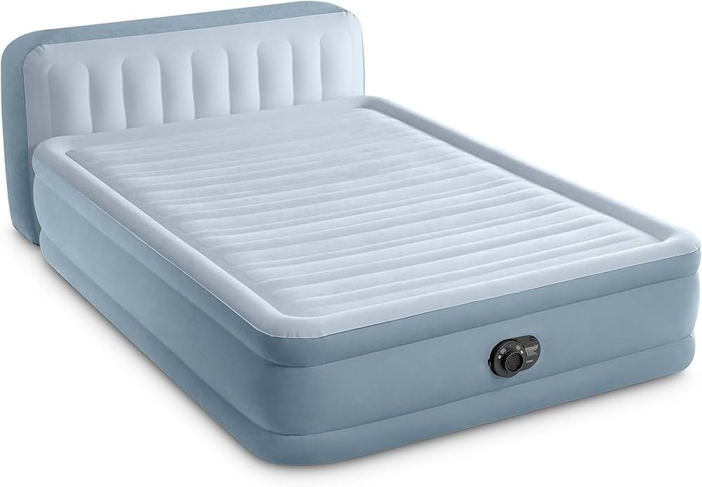 Intex 64449ED Dura-Beam Deluxe Plush Air Mattress with Headboard: Fiber-Tech - Queen Size - Built... | Amazon (US)