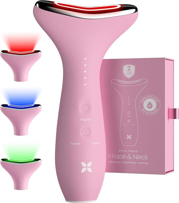 REVO Genie Facial Massager for Face and Neck, LED Beauty Device with Heat and Vibration, Depuffin... | Amazon (US)