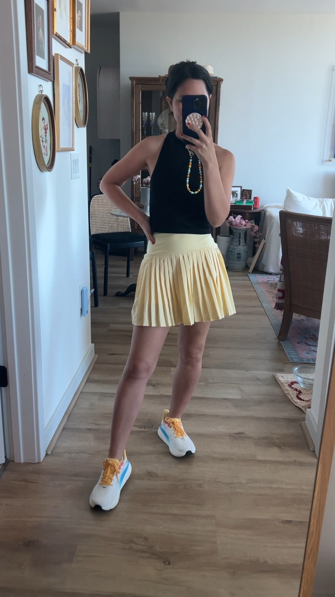 Free people black high neck top XS
Pleated skirt XS
Sticky bra size A (I’m a 32b)

Hoka Clifton, sneakers, running, Anthropologie, Abercrombie active, minimal style, parisian style, aesthetic outfits, summer outfits, style inspo, Washington DC, dc influencer, French girl style, European style, over 30, petite, tennis skirt, pickle ball, pickleball, yellow skirt, black tank 

#LTKVideo #LTKFindsUnder100 #LTKActive