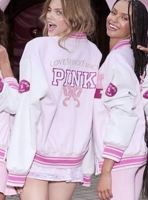 Pink x LoveShackFancy Varsity Jacket Women’s Size XS Xsmall NWT Sold Out Rare | eBay US