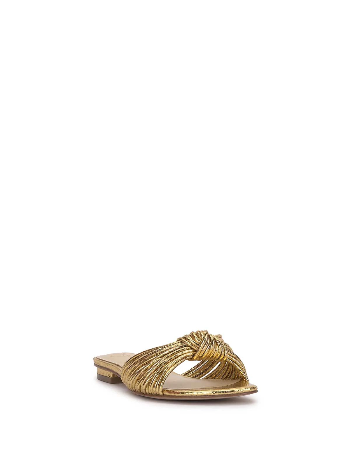 Dydra Knotted Flat Sandal in Gold | Jessica Simpson E Commerce