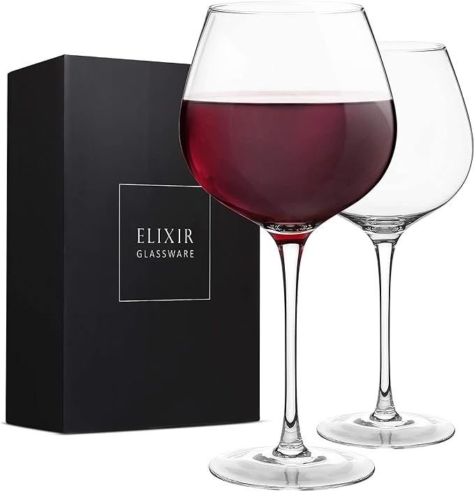 ELIXIR GLASSWARE Red Wine Glasses – Large Wine Glasses, Hand Blown – Set of 2 Long Stem Wine ... | Amazon (US)