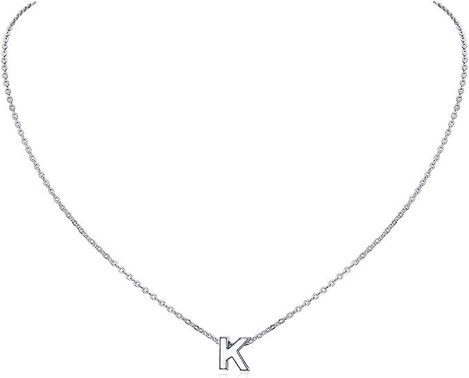 ChicSilver 925 Sterling Silver Letter A-Z Pendant Necklace, Dainty Small Initial Necklace for Wom... | Amazon (US)