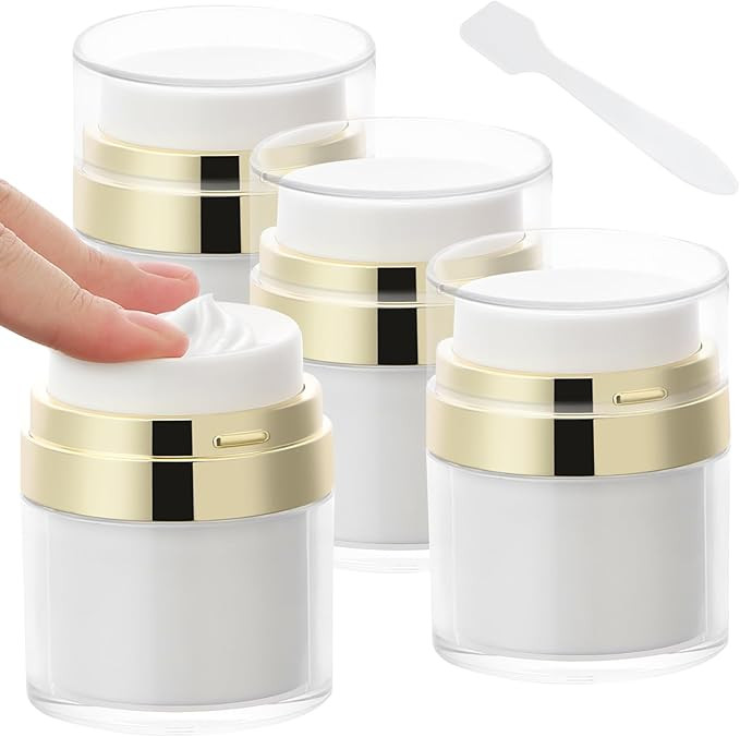 Segbeauty 1.7oz Airless Pump Bottles Travel, Airless Pump Jars Pack of 4 Gold Empty Travel Jars f... | Amazon (US)