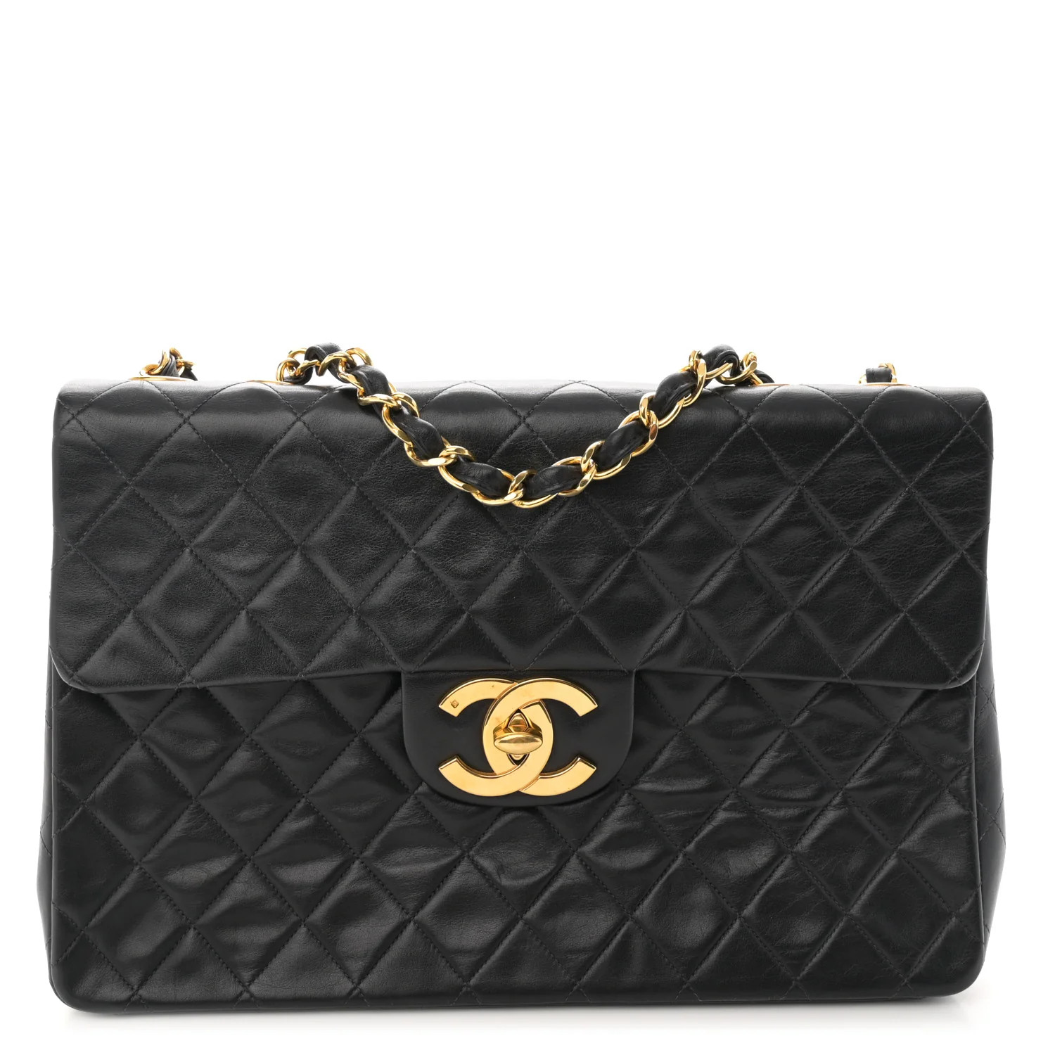 Lambskin Quilted XL Jumbo Single Flap Black | FASHIONPHILE (US)