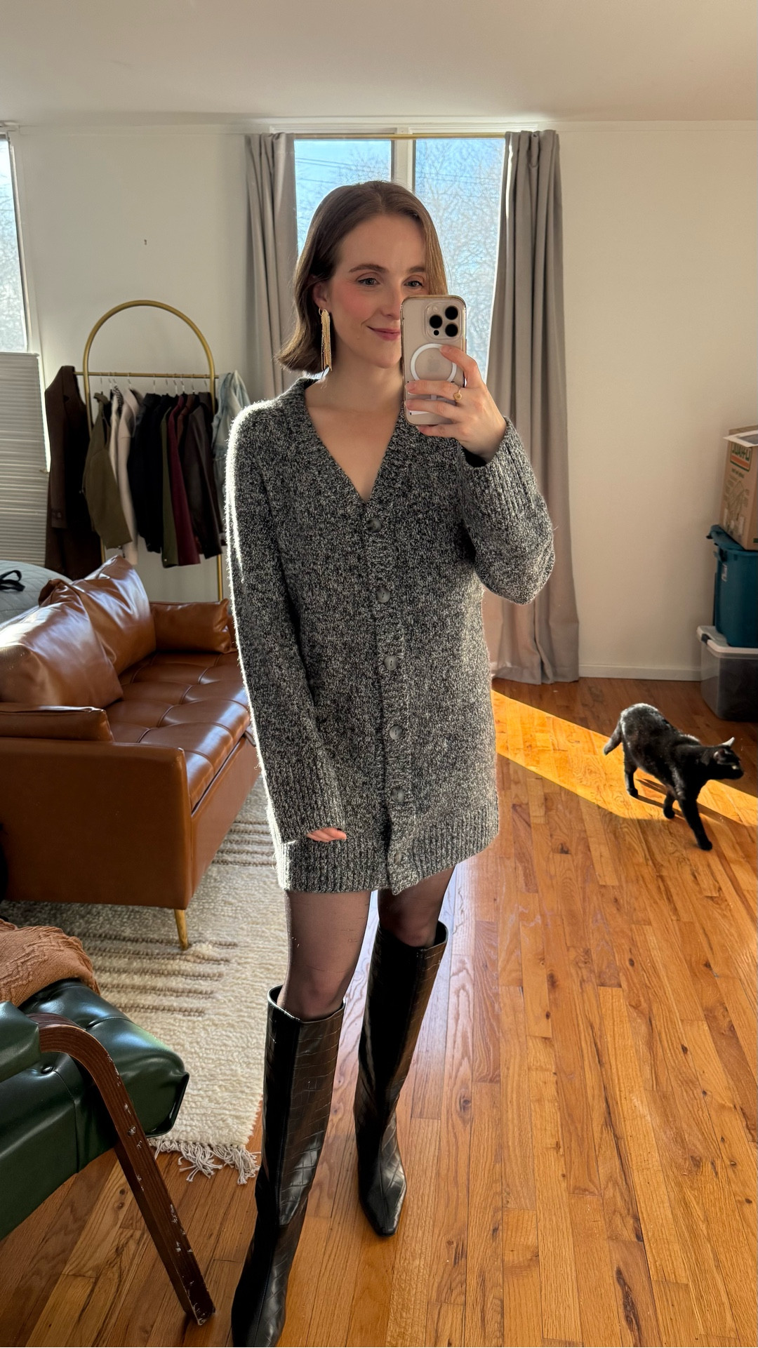 Sweater dress restock! 25% off Abercrombie
So cozy and functional buttons 
Wearing xs regular 


#LTKootd #LTKPetite #LTKSaleAlert