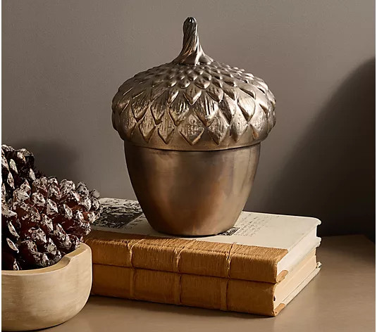 Home Reflections 21oz Lidded Acorn Candle | QVC