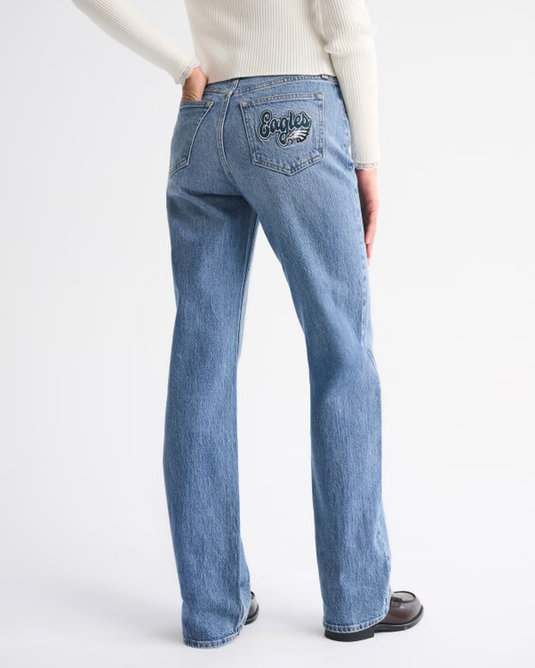 High Rise 90s Relaxed Philadelphia Eagles Embroidered Jean | Abercrombie & Fitch (US)