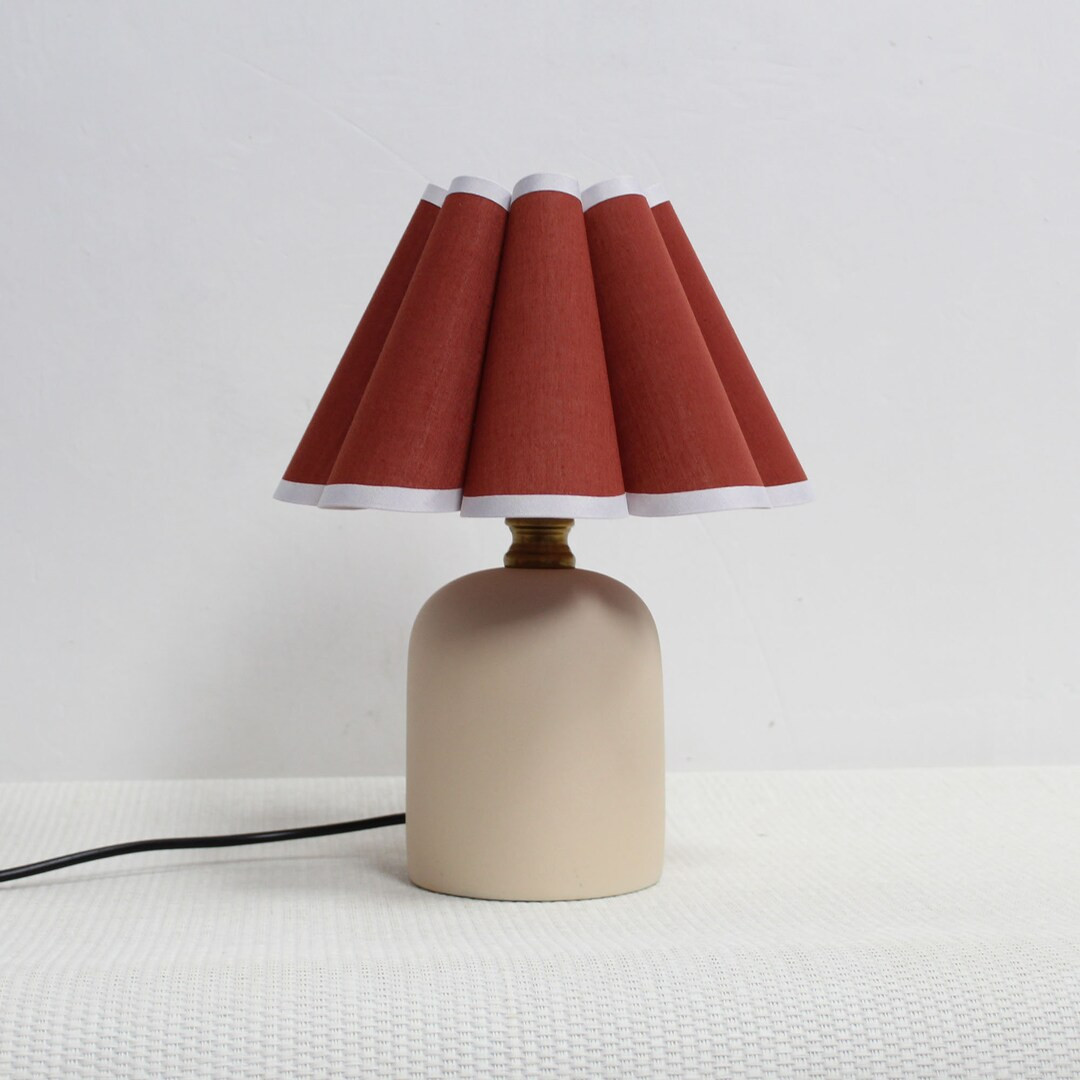 Duzy handmade red-brown fabric and ceramic base lamp for home decor-109#, 110-240V/50-60Hz, Using... | Etsy (US)