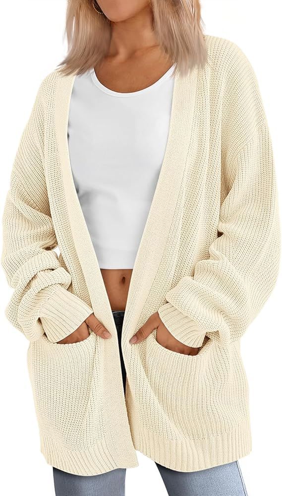 LILLUSORY Womens Oversized Cardigans Soft Knit Cardigan Sweater with Pockets | Amazon (US)