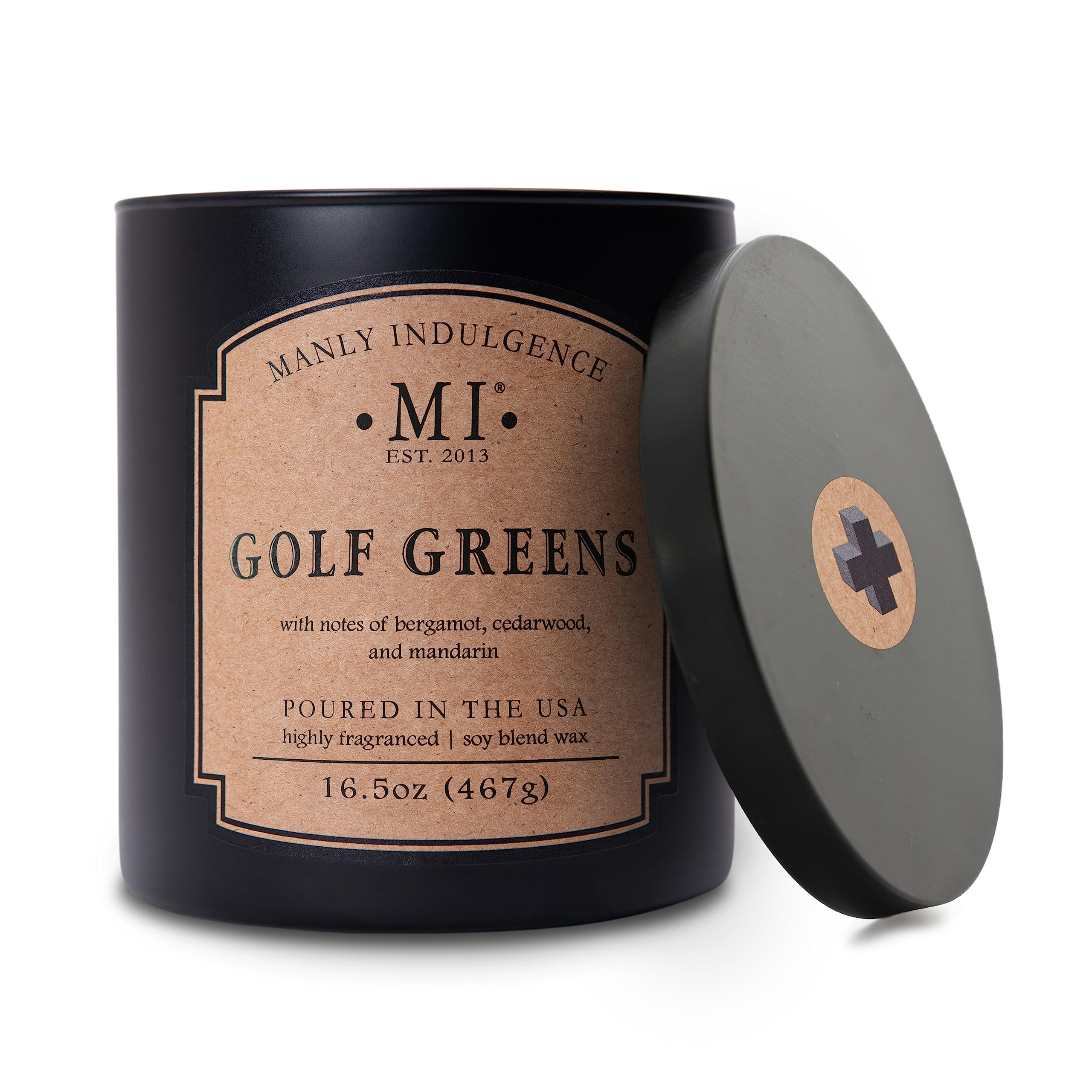Manly Indulgence Golf Greens Scented Jar Candle, 2 Cotton Wicks, Premium Soy Blend White Wax, 60 ... | Amazon (US)