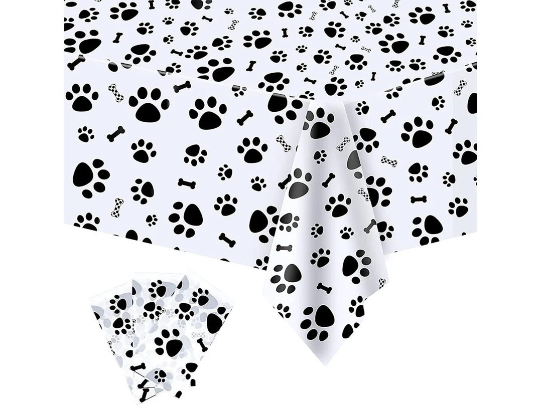 3 Pack Puppy Dog Pet Paw Print Plastic Tablecloth Table Cover,Large Paw Print and Bone Sign Plast... | Etsy (US)