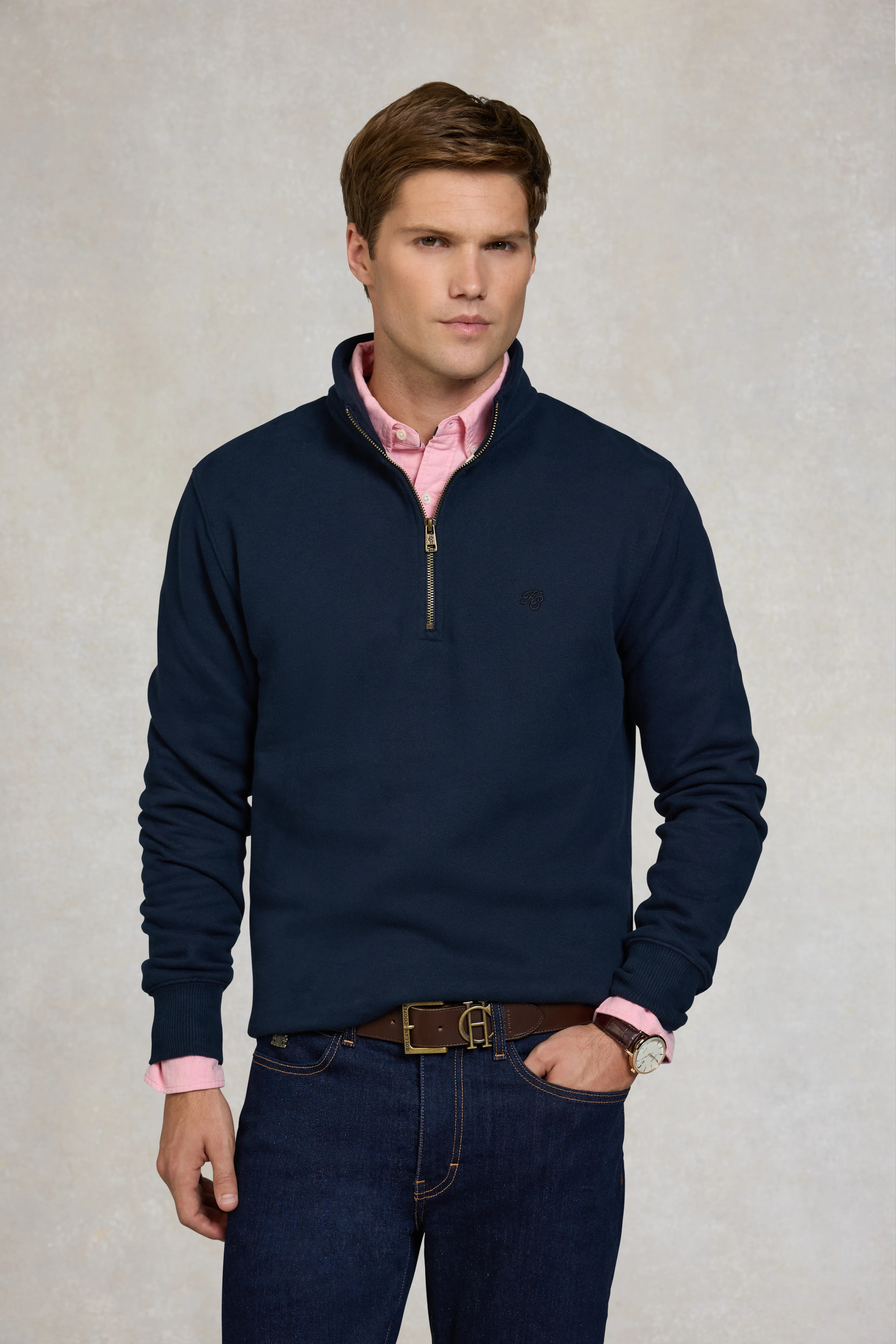 Men's Quarter Zip Sweat (Ink Navy) | Holland Cooper