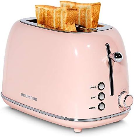 REDMOND 2 Slice Toaster, Retro Pink Toaster for kitchen, Extra Wide Slots with High Lift Lever, Bage | Amazon (US)