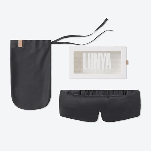 Lunya Sleep Mask with Box - Washable Silk Sleeping Mask and Headband for Beauty Routines - Thermoregulating Comfort for Restful Nights - Silk Eye Mask for Women - Large - Meditative Grey | Amazon (US)