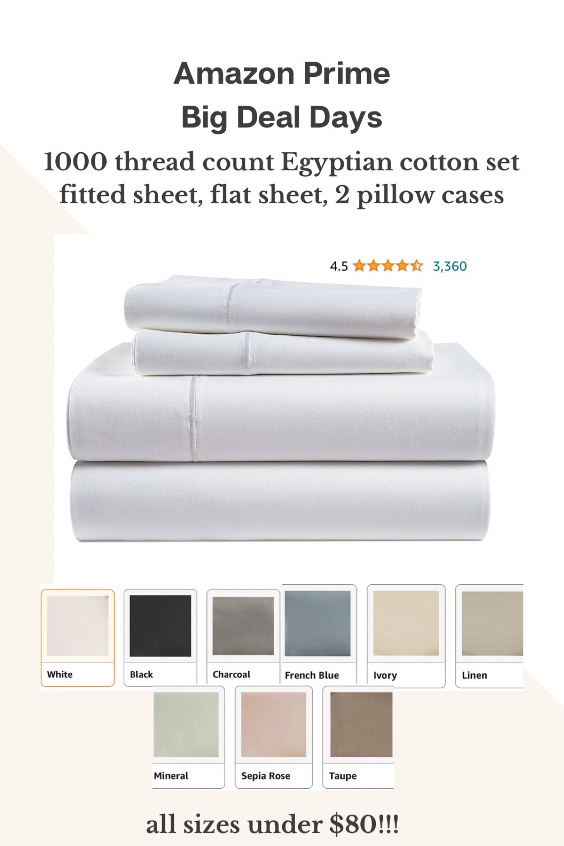 Wow! Amazing deal on this 1000 thread count Egyptian cotton sheet set (includes fitted sheet, flat sheet, two pillow cases). Comes in so many amazing colors
