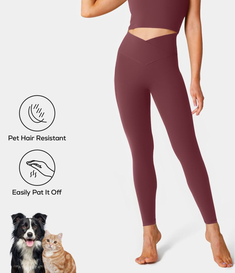 Women’s Patitoff® 2.0 Pet Hair Resistant High Waisted Crossover Side Pocket Yoga Leggings - HA... | HALARA