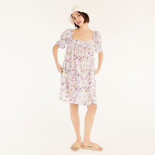 Flora Obscura X J.Crew puff-sleeve beach dress in kaleidoscope floral | J.Crew US