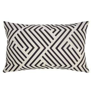 LR Home Geometric Maze 14 in. x 20 in. Black/Off-White Lumbar Indoor/Outdoor Throw Pillow PILLO07... | The Home Depot