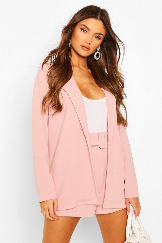 Blazer And Self Fabric Belt Short Suit Set | Boohoo.com (UK & IE)