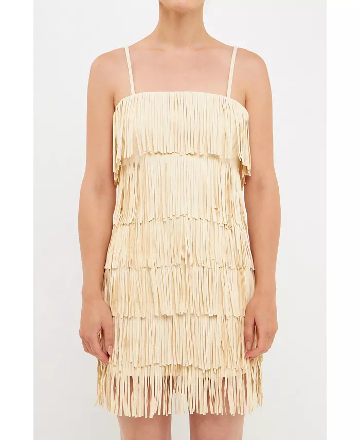 endless rose Women's Suede Fringed Spaghetti Dress - Macy's | Macy's