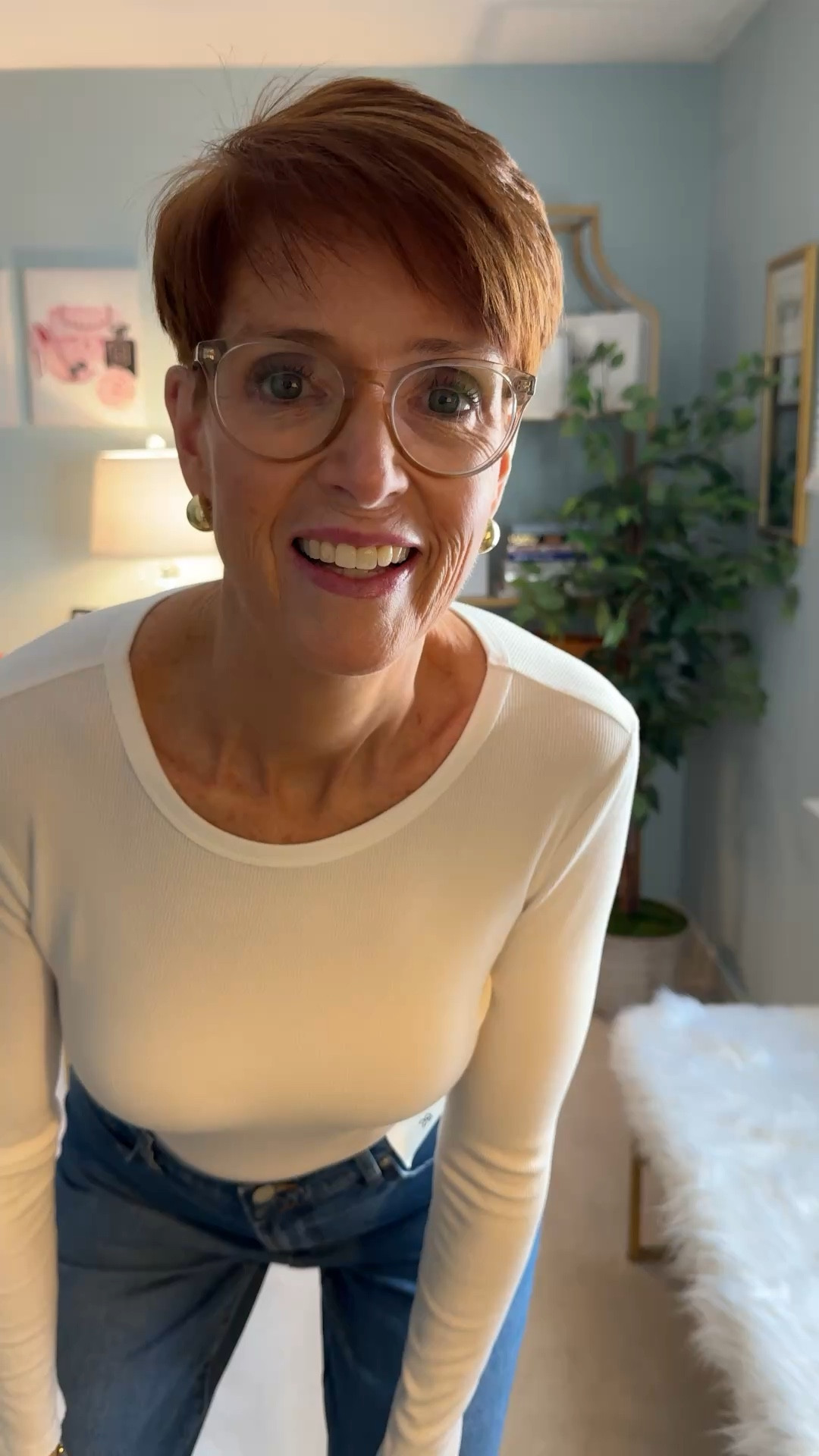 Full try on: Loft Rivete Denim 
High rise wide leg
Size 29 tall 

#LTKootd #LTKTall #LTKOver40