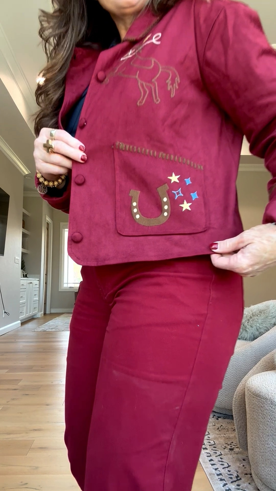 Western inspired OOTD. Love this deep brick red and the suede. Highlighting my Kendra Scott bolo and these boot-cut jeans under $50!

#LTKFindsUnder50 #LTKOver40 #LTKStyleTip