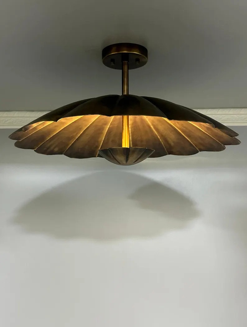 Vintage Brass Floral Ceiling Light Fixture: Handmade Antique Style Lamp | Etsy (US)